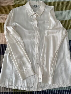 Lily Silk Cream Silk Button-Up Shirt